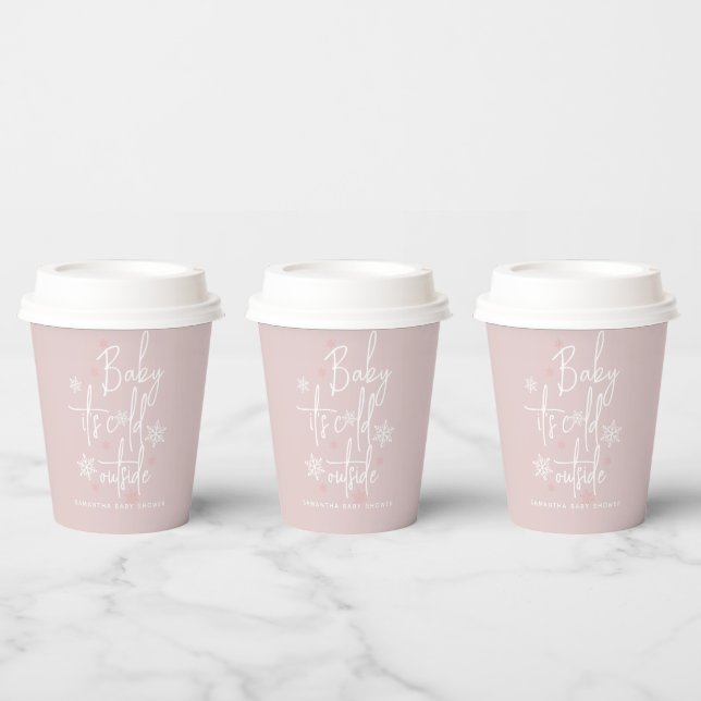 Minimalistische, moderne Winter Baby Boy Dusche Pappbecher (Multi)