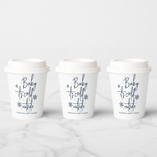 Minimalistische, moderne Winter Baby Boy Dusche Pappbecher (Multi)
