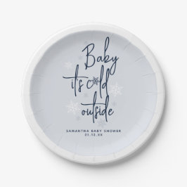 Minimalistische, moderne Winter Baby Boy Dusche Pappteller