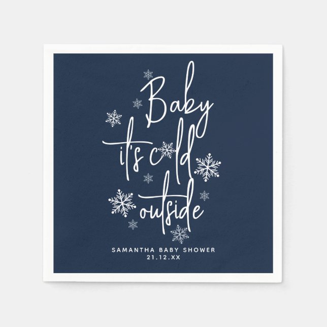 Minimalistische, moderne Winter Baby Boy Dusche Serviette (Vorderseite)