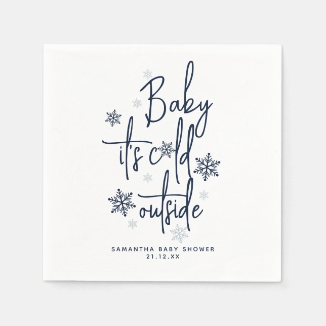 Minimalistische, moderne Winter Baby Boy Dusche Serviette (Vorderseite)