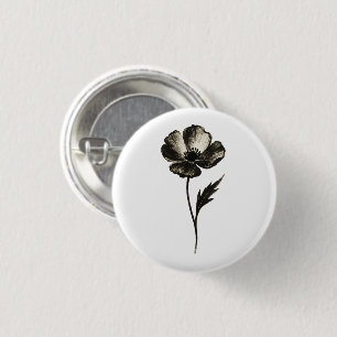 Minimalistische Mohnblume – Monochrome botanische  Button