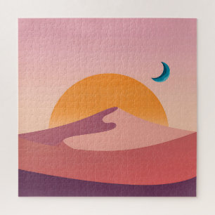 Minimalistische Mondlandschaft der Wüsten-Sonnenun