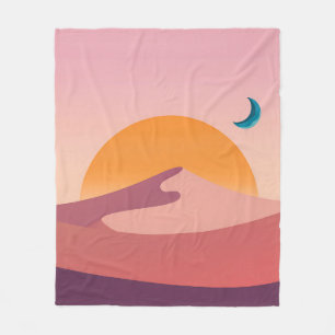 Minimalistische Mondlandschaft der Wüsten-Sonnenun Fleecedecke