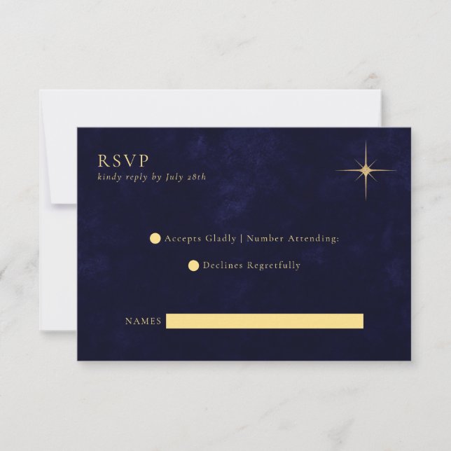 Minimalistische Mondnachtsfeier RSVP Karte (Vorderseite)