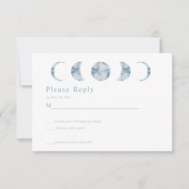 Minimalistische Mondphasen Celestial RSVP Card Karte (Vorderseite)