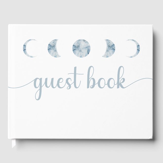 Minimalistische Mondphasen Celestie Hochzeit Gästebuch (Vorderseite)