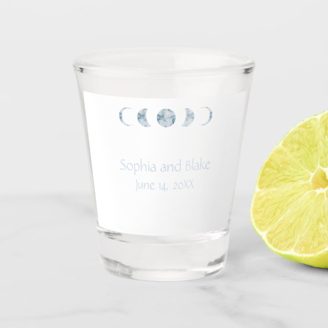 Minimalistische Mondphasen Celestie Hochzeit Schnapsglas (Vorderseite)
