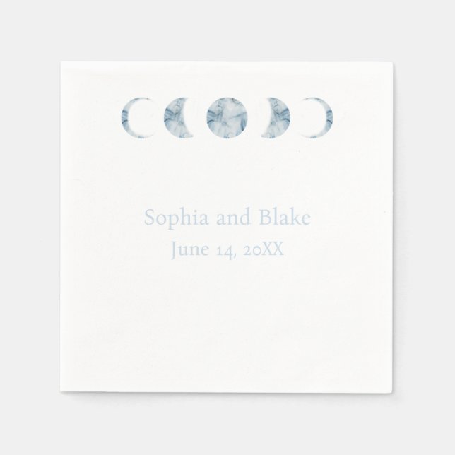 Minimalistische Mondphasen Celestie Hochzeit Serviette (Vorderseite)
