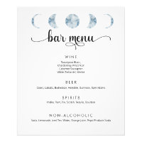 Minimalistische Mondphasen Hochzeitmenü-Poster