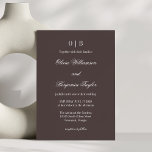 Minimalistische Mongram Classic Coffee Brown Weddi Einladung<br><div class="desc">Dieses raffinierte Hochzeitsdesign besticht durch einen weichen,  kaffeebräunlichen Hintergrund mit einer klassischen Serif- und zarten Script-Schriftart-Kombination. Das Monogramm oben sorgt für eine ausgeklügelte Touch,  während das Layout sauber und minimalistisch bleibt. Ideal für feierliche Herbst- oder Winterhochzeiten,  besonders für Paare,  die eine zeitlose und elegante Ästhetik suchen.</div>