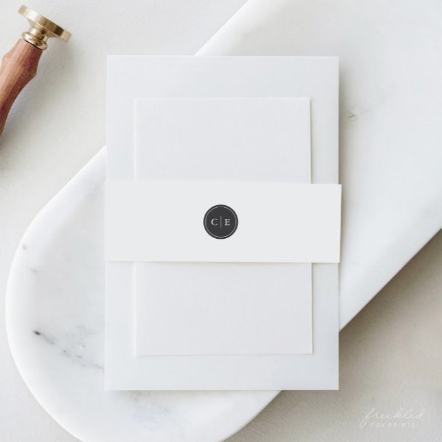 Minimalistische Mongram-Einladung Bauchband Einladungsbanderole (Minimalist Monogram Wedding Invitation Belly Band)