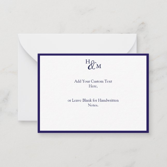 Minimalistische Mongram Hochzeiten Mitteilungskarte (Vorderseite)