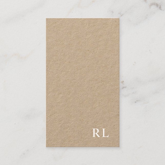 Minimalistische Mongram Kraft-Visitenkarte Visitenkarte (Vorderseite)