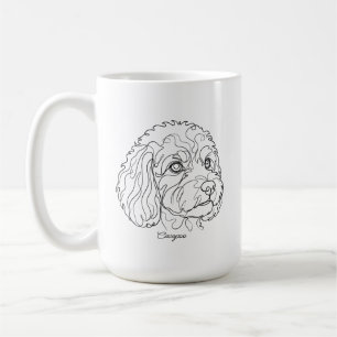 Minimalistische monochrome Cavapoo Cavoodle Linien Kaffeetasse