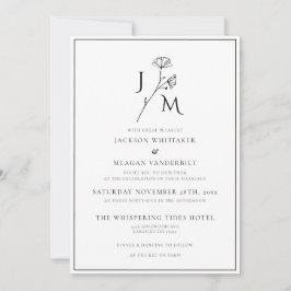 Minimalistische Monochrome-Elegant-Monogramm-Hochz Einladung