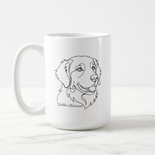 Minimalistische monochrome Golden-Retriever-Linien Kaffeetasse