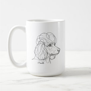 Minimalistische monochrome Pudel-Linienkunst Kaffeetasse