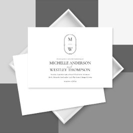Minimalistische Monogram Black & White Wedding Einladung