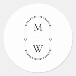 Minimalistische Monogram Black & White Wedding Runder Aufkleber