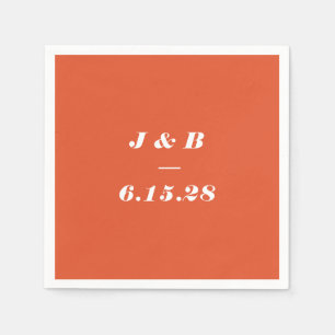 Minimalistische Monogram Burnt Orange Wedding Cust Serviette