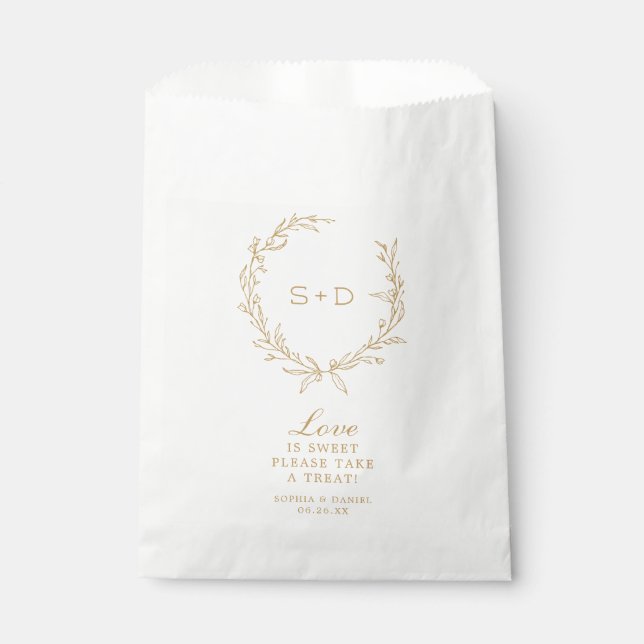 Minimalistische Monogram Fevor Beutel Liebe ist sü Geschenktütchen (Vorderseite)