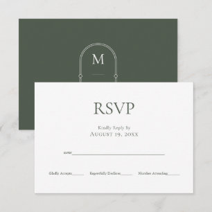 Minimalistische Monogram Moss Green Wedding RSVP C Karte