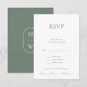 Minimalistische Monogram Sage Green Wedding RSVP C