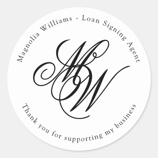 Minimalistische Monogram Small Business Vielen Dan Runder Aufkleber (Vorderseite)