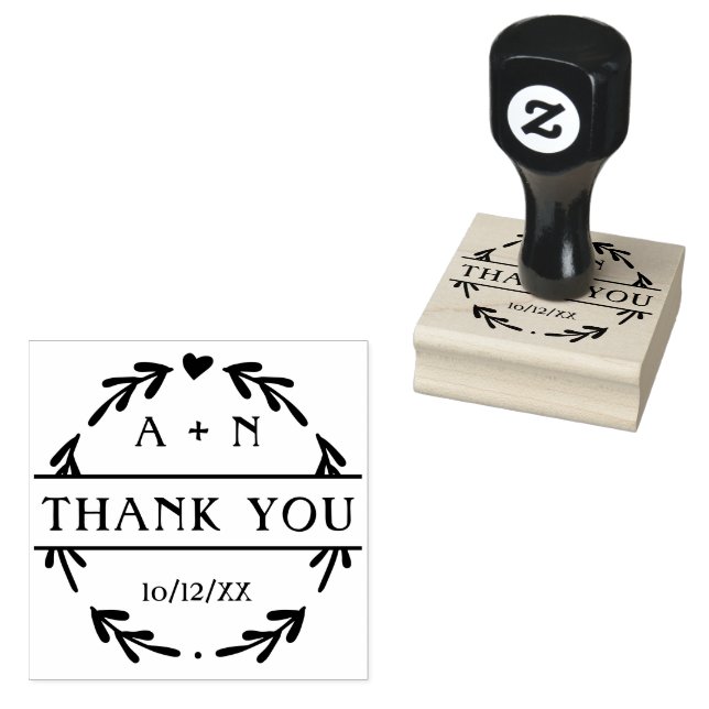 Minimalistische Monogram Wedding Danke Gummistempel (Stempel)