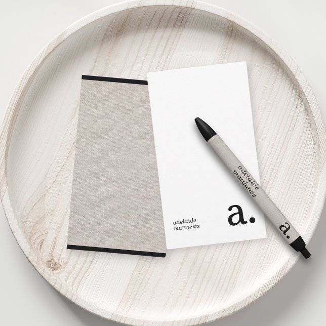 Minimalistische Monogramm Beige Imitate Linen Anfa Mitteilungskarte (Von Creator hochgeladen)