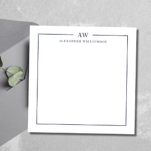 Minimalistische Monogramm Denim Blue Note Card Mitteilungskarte