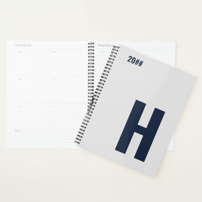 Minimalistische Monogramm erste Silber Grau Blau 2 Planer (Anzeige)