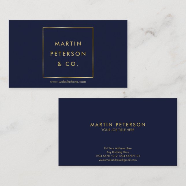 Minimalistische Monogramm | Goldener Platz auf Dun Visitenkarte (Vorne/Hinten)