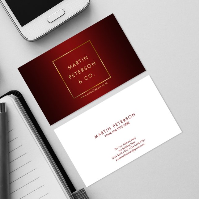 Minimalistische Monogramm | Goldrahmen auf elegant Visitenkarte (Von Creator hochgeladen)