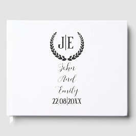 Minimalistische monogramm-Hochzeit in Schwarz-Weiß Gästebuch