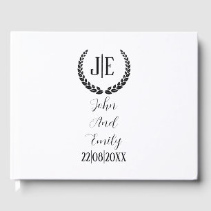 Minimalistische monogramm-Hochzeit in Schwarz-Weiß Gästebuch