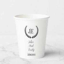 Minimalistische monogramm-Hochzeit in Schwarz-Weiß Pappbecher