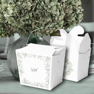 Minimalistische Monogramm-Hochzeit mit Blättern Geschenkschachtel