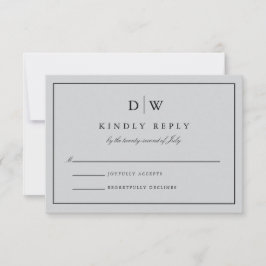 Minimalistische Monogramm-Hochzeit RSVP Karte