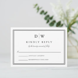 Minimalistische Monogramm-Hochzeit RSVP Karte