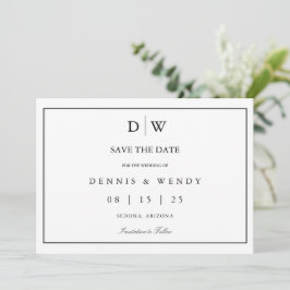 Minimalistische Monogramm-Hochzeit Save The Date