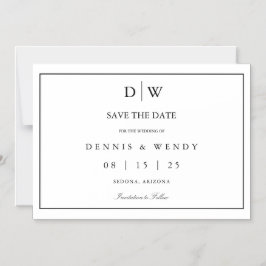 Minimalistische Monogramm-Hochzeit Save The Date Magneteinladung