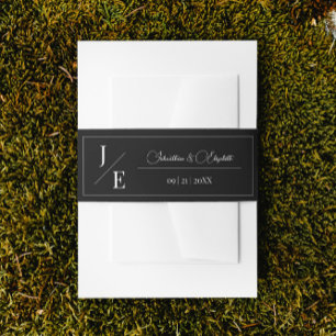 Minimalistische Monogramm-Hochzeit Schwarz Einladungsbanderole