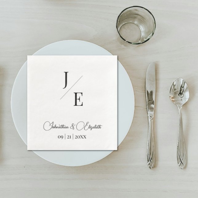 Minimalistische Monogramm-Hochzeit | Weiß Serviette (Minimalist Monogram Wedding White Paper Dinner Napkins)