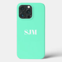 Minimalistische Monogramm-Initialen in Aqua-Weiß
