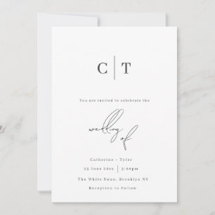 Minimalistische Monogramm-Initialen zum Hochzeitse Einladung
