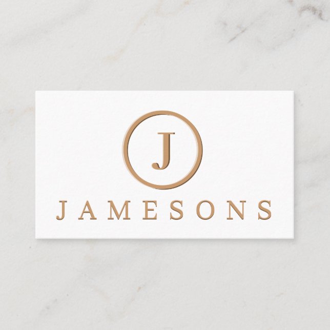 Minimalistische Monogramm-Logo-Embossed-Effekt  Visitenkarte (Vorderseite)