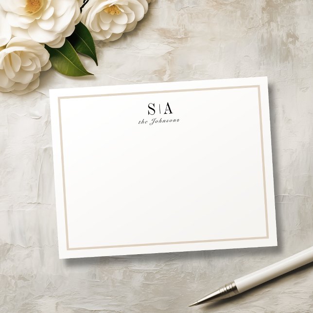 Minimalistische Monogramm personalisierte Stationi Mitteilungskarte (Minimalist monogram personalized Stationery Note Card)