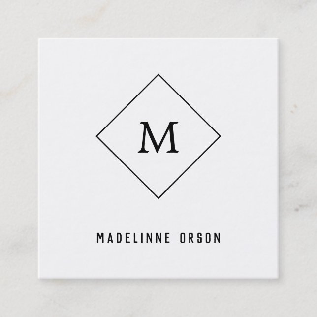 Minimalistische Monogramm Quadratische Visitenkarte (Vorderseite)